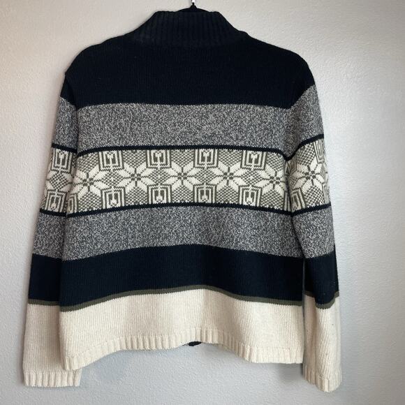 Nordic Design 100 % Lambswool Sweater Women Petite Medium Cardigan Zip Fair Isle - Picture 5 of 7